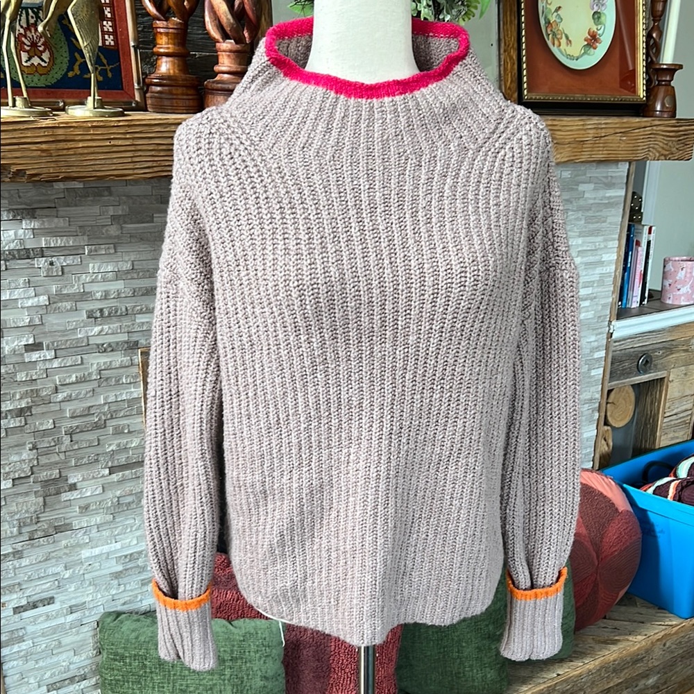 Maeve by Anthropologie Knit Sweater with Colorful Trim